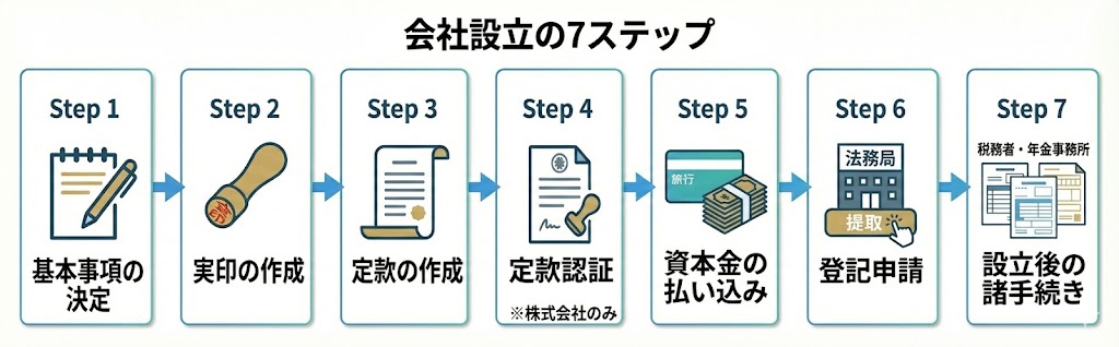 会社設立の7ステップ