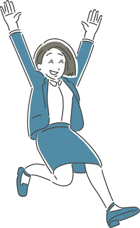 両手を上げて喜ぶ女性
