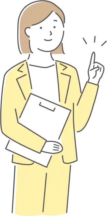 書類を抱え指を立てる女性のイラスト