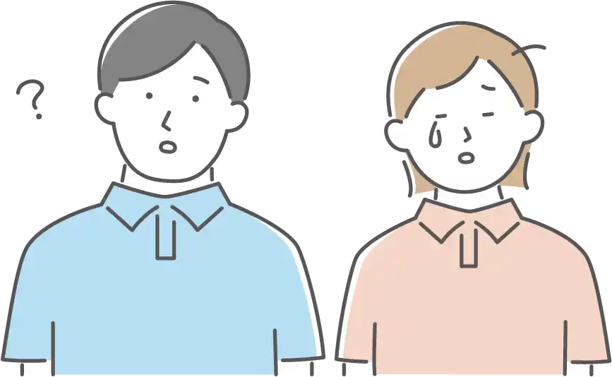 困った表情の男女のイラスト